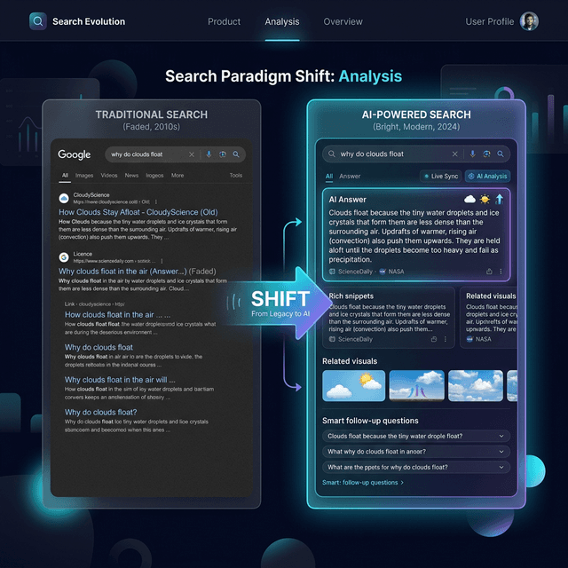 The Shift — Old search vs. new search